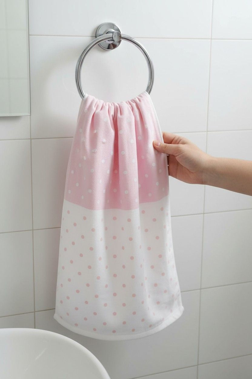 Hand Towel Pink & White Polka Dot  | Ultra Soft, Super Absorbent & Quick Dry