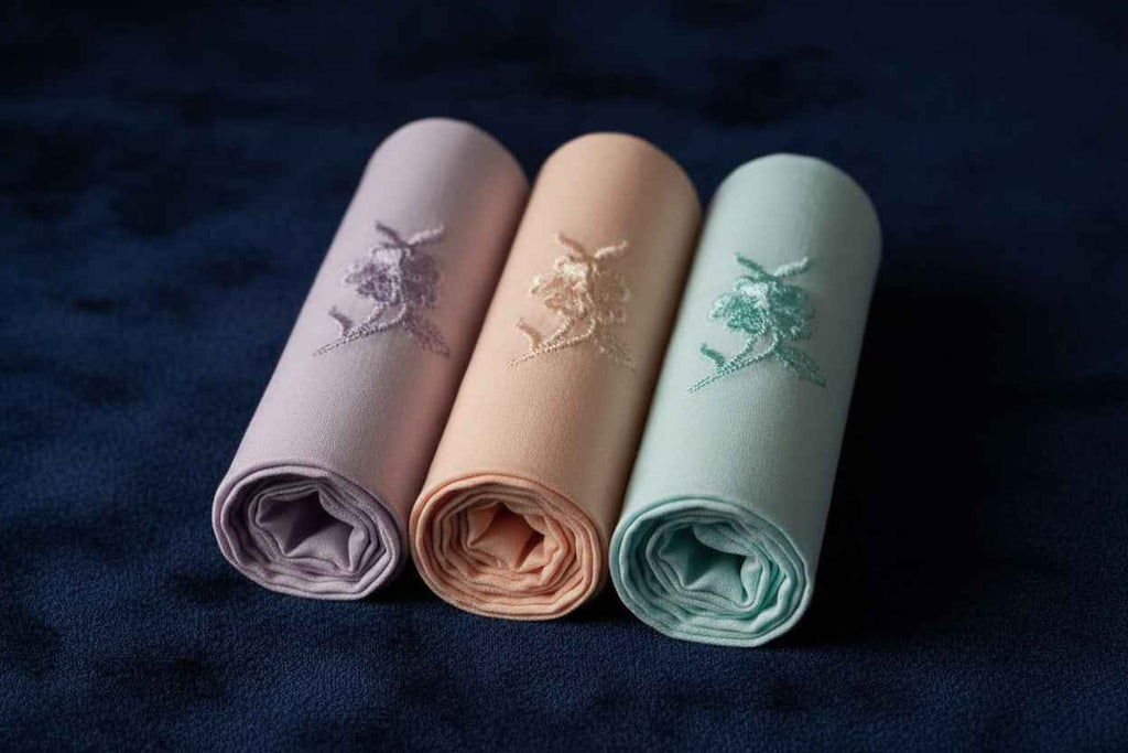 Embroidered Rose Cotton Handkerchiefs – Pack of 3 | Lavender, Peach & Mint Gift Set