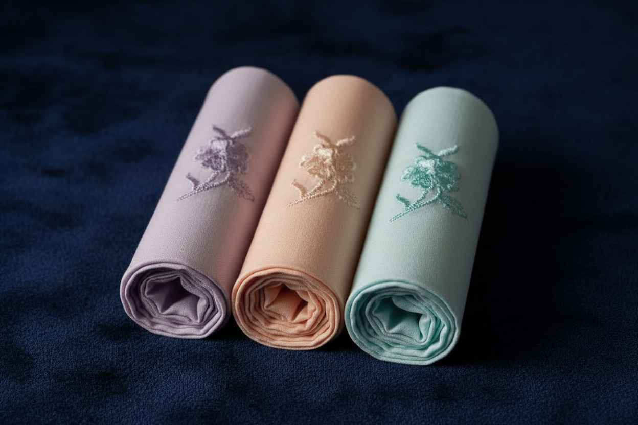 Embroidered Rose Cotton Handkerchiefs – Pack of 3 | Lavender, Peach & Mint Gift Set
