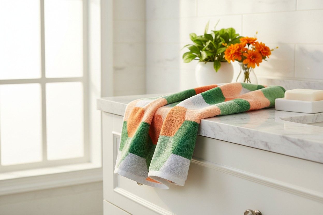 Cotton Bath Towel | Multicolour Hexagon Geometric Print | Unisex