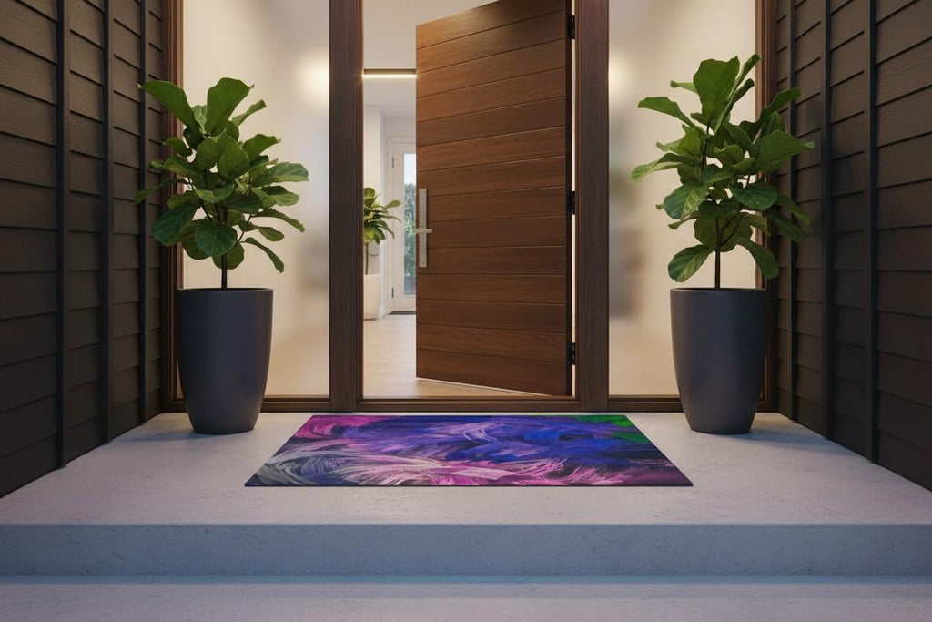 Door Mat | Abstract Brush Stroke Print | Anti-Slip | Multicolour Set of 3 Pcs