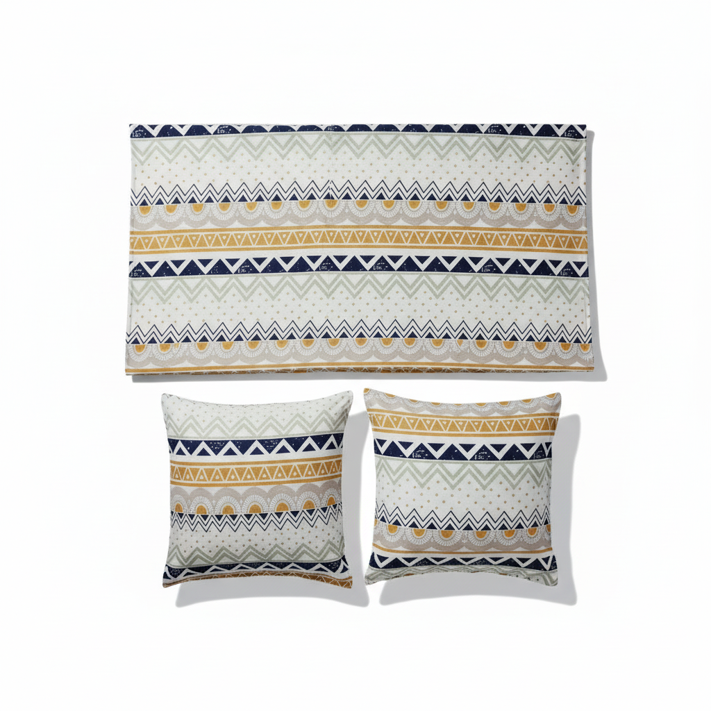 Maharaja Bedsheet Set Flat Lay - Complete Set Square Format