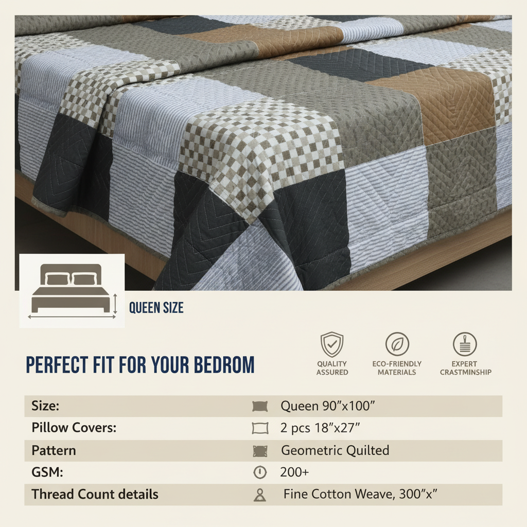 Detailed specification chart for bed sheet set