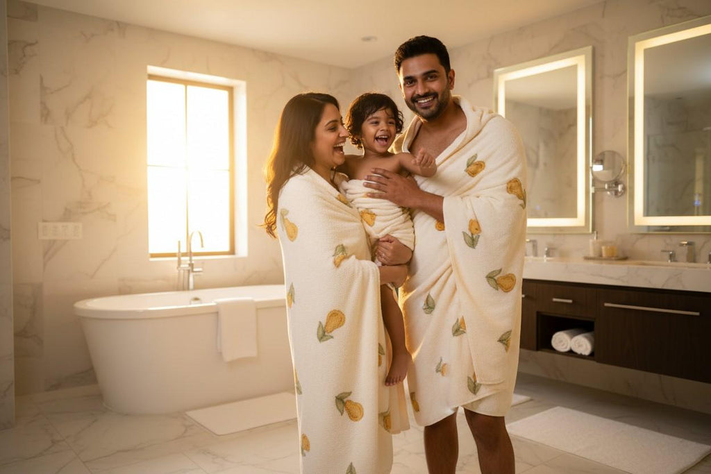 Bath Towel Microfiber | Cream Pear Print | Ultra Soft, Super Absorbent & Quick Dry | Unisex