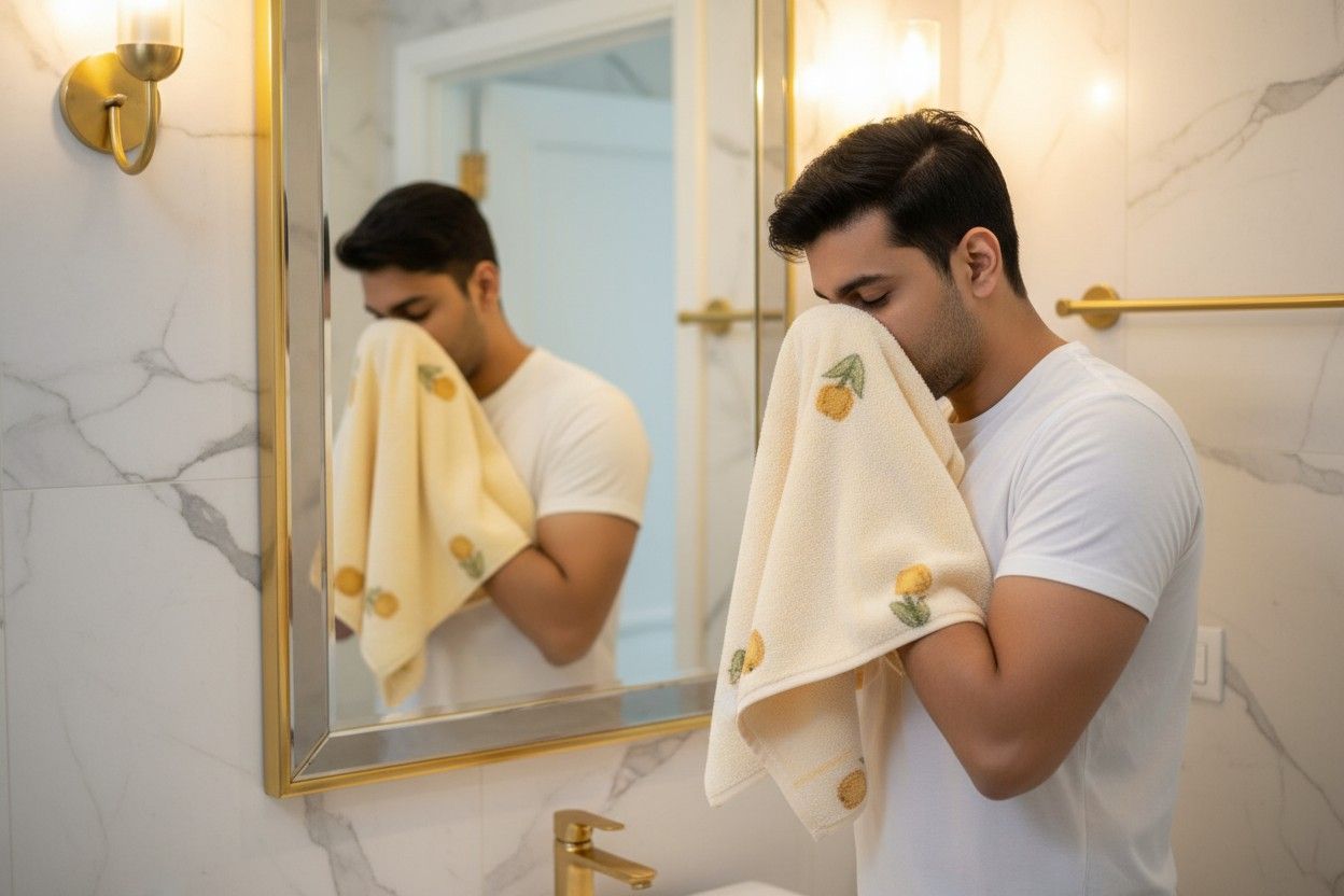 Bath Towel Microfiber | Cream Pear Print | Ultra Soft, Super Absorbent & Quick Dry | Unisex