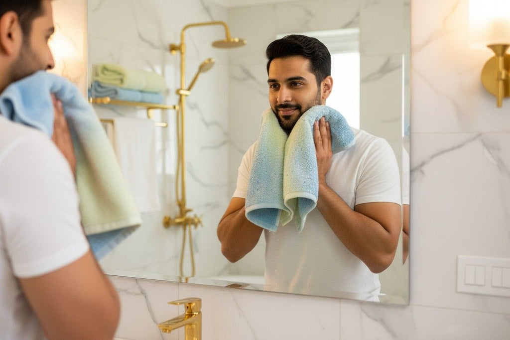 Bath Towel Microfiber | Sky Blue & Cream Ombre | Ultra Soft, Super Absorbent & Quick Dry | Unisex