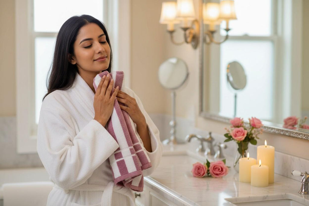 Microfiber Hand Towel | Pink & White Stripes | Ultra Soft (Set of 3 Pcs)