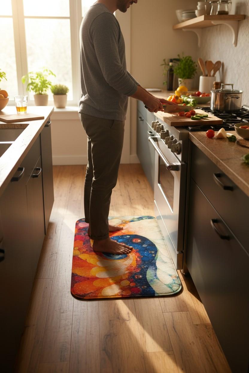 Bath Mat | Abstract Galaxy Swirl Art Print | Super Soft Plush | Multicolour Set of 2 Pcs