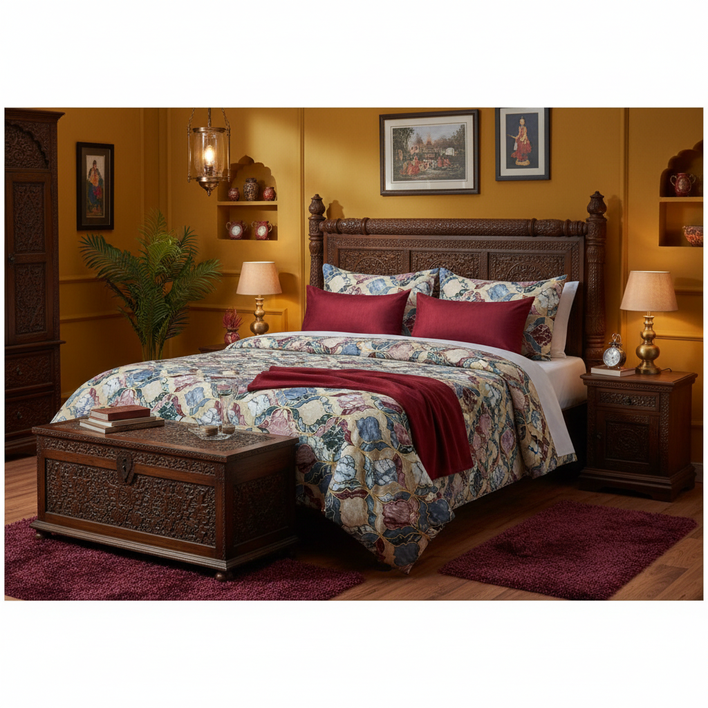 Bedsheet Set with Pillow Covers -| Premium Quatrefoil Marbled Pattern with Premium Packing