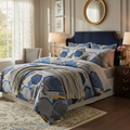 Bedsheet with Pillow Covers | Navy Blue Yellow Diamond with Premium Packing