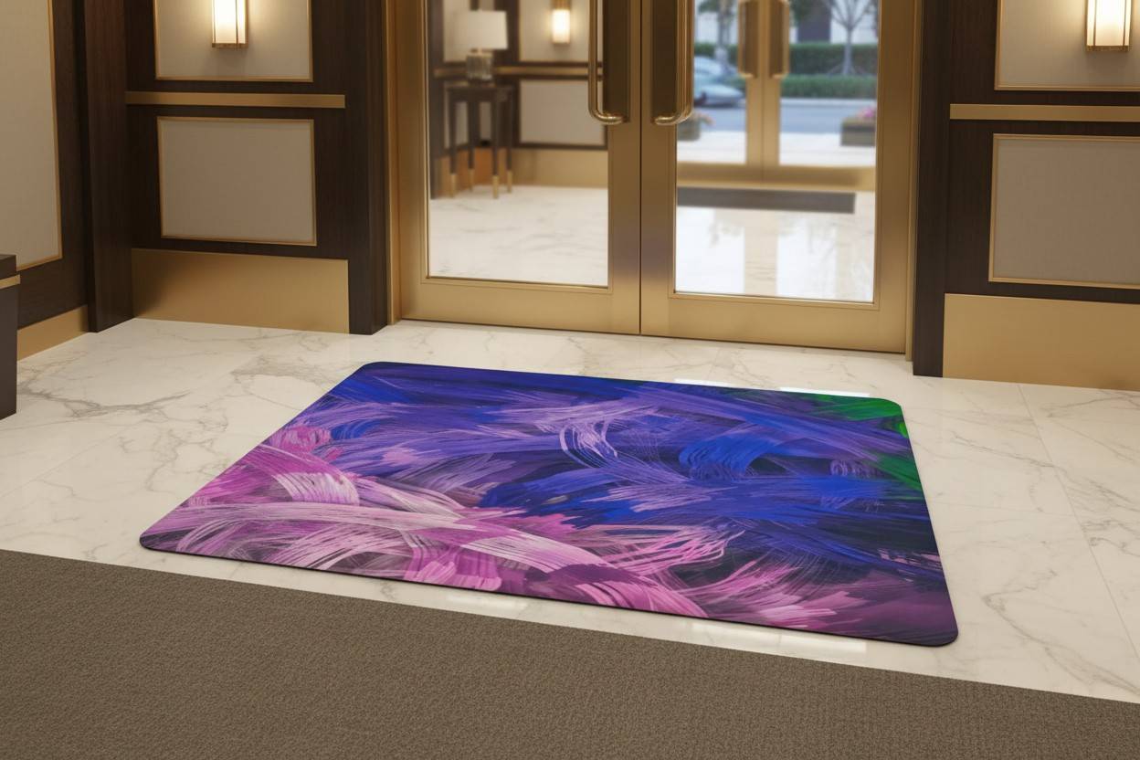 Door Mat | Abstract Brush Stroke Print | Anti-Slip | Multicolour Set of 3 Pcs