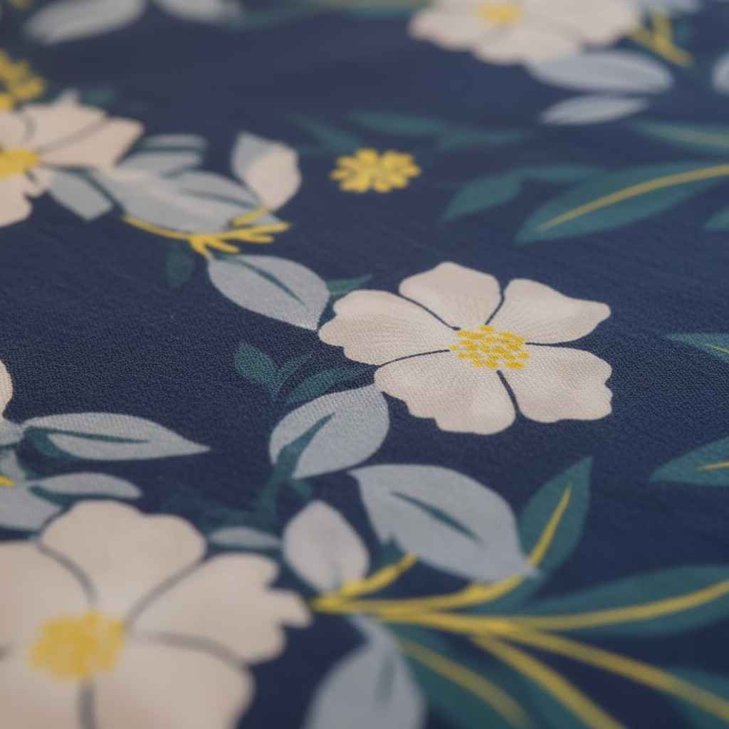 Navy Floral Bedsheet – Double Bed | White Hibiscus Print