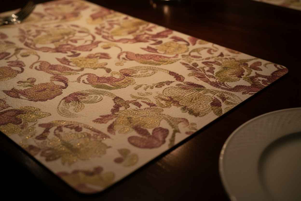 Royal Floral Jacquard Dining Table Mat | Luxury Placemat I Set Of 6