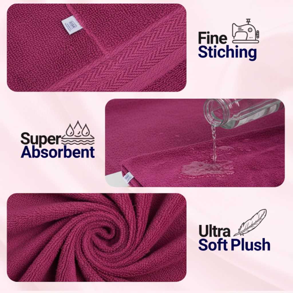 Hand Towel Magenta Pink Terry Cotton | Ultra Soft, Super Absorbent & Quick Dry (Set of 4 Pcs)