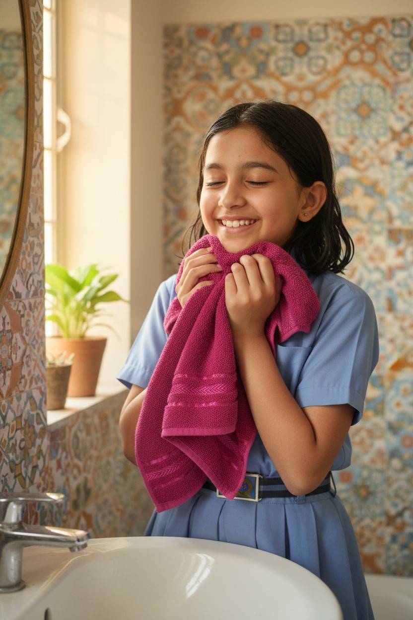 Hand Towel Magenta Pink Terry Cotton | Ultra Soft, Super Absorbent & Quick Dry (Set of 4 Pcs)
