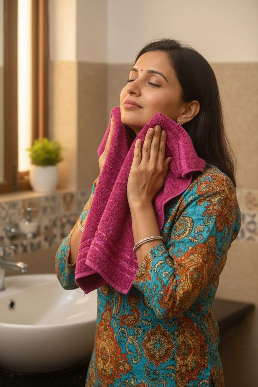 Hand Towel Magenta Pink Terry Cotton | Ultra Soft, Super Absorbent & Quick Dry (Set of 4 Pcs)