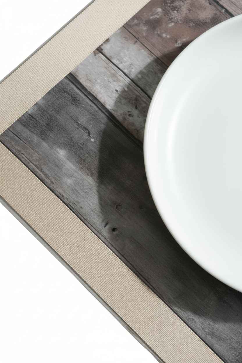Premium Dining Table Mat | Rustic Wood Print Placemat | Set of 6