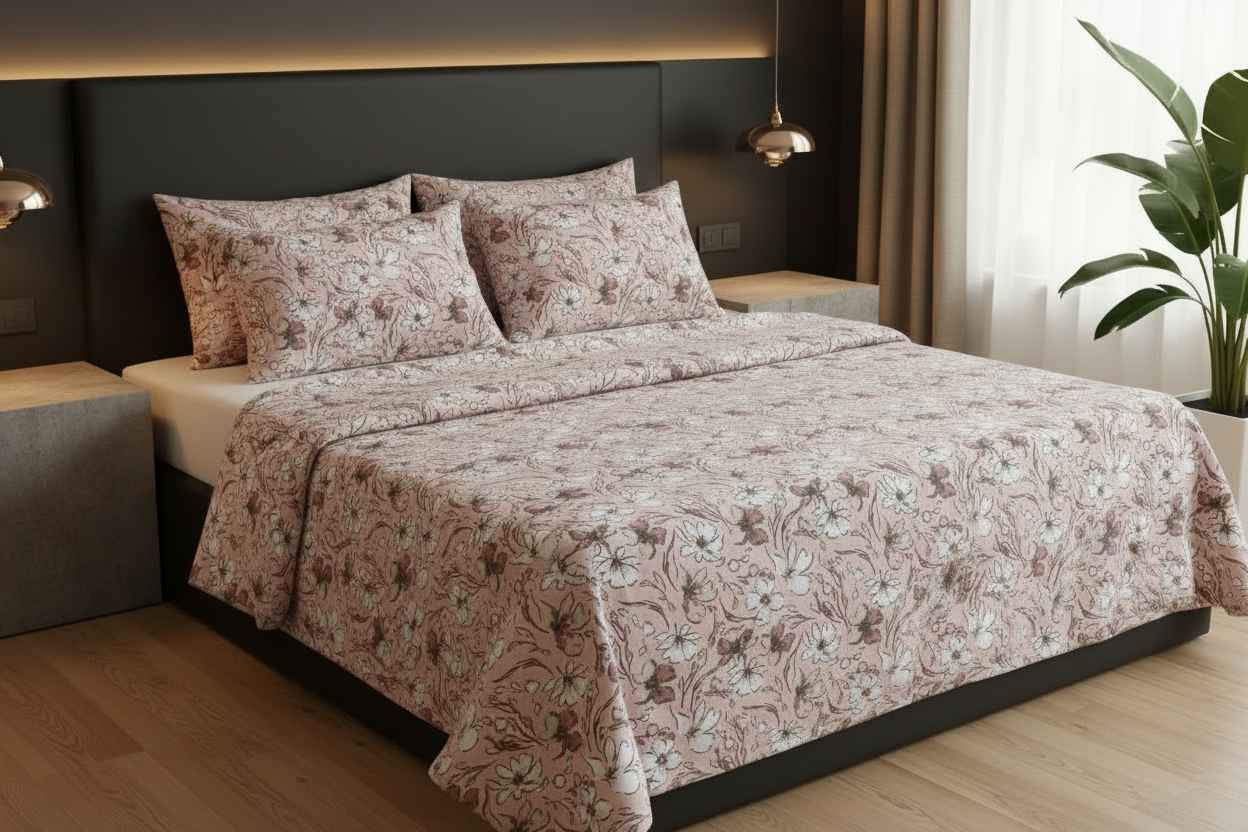 Vintage Botanical Wildflower Bedsheet Set — Dusty Rose & Ivory