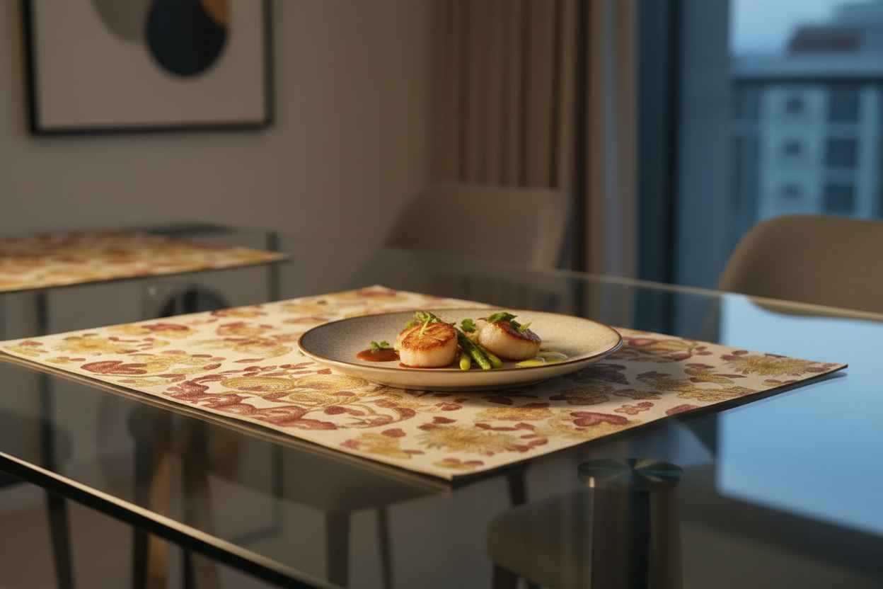 Royal Floral Jacquard Dining Table Mat | Luxury Placemat I Set Of 6