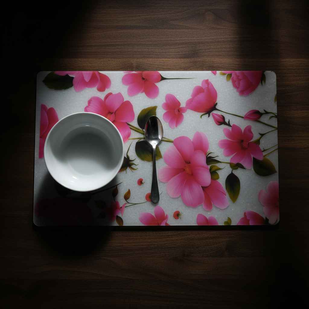 Pink Floral Dining Table Mat | Waterproof PVC Placemat set of 6 pcs