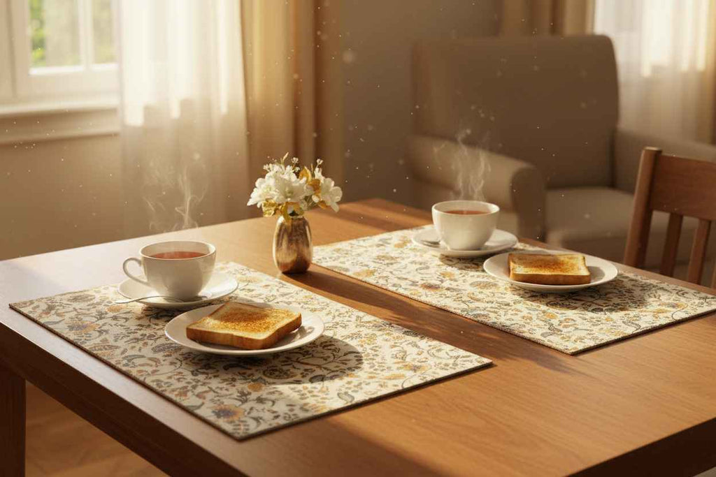 Sunflower & Paisley Floral Dining Table Mat | Premium Woven Design
