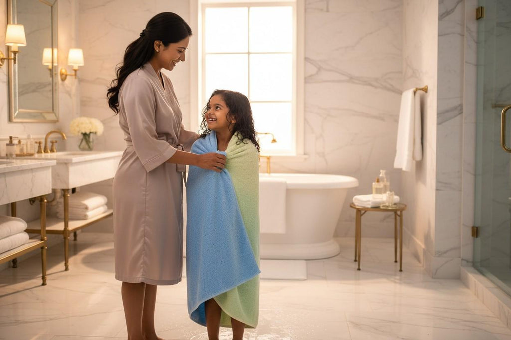 Bath Towel Microfiber | Sky Blue & Cream Ombre | Ultra Soft, Super Absorbent & Quick Dry | Unisex