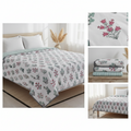 Summer Dohar Double Bed | Pink Teal Floral Bell Pattern 100% Cotton