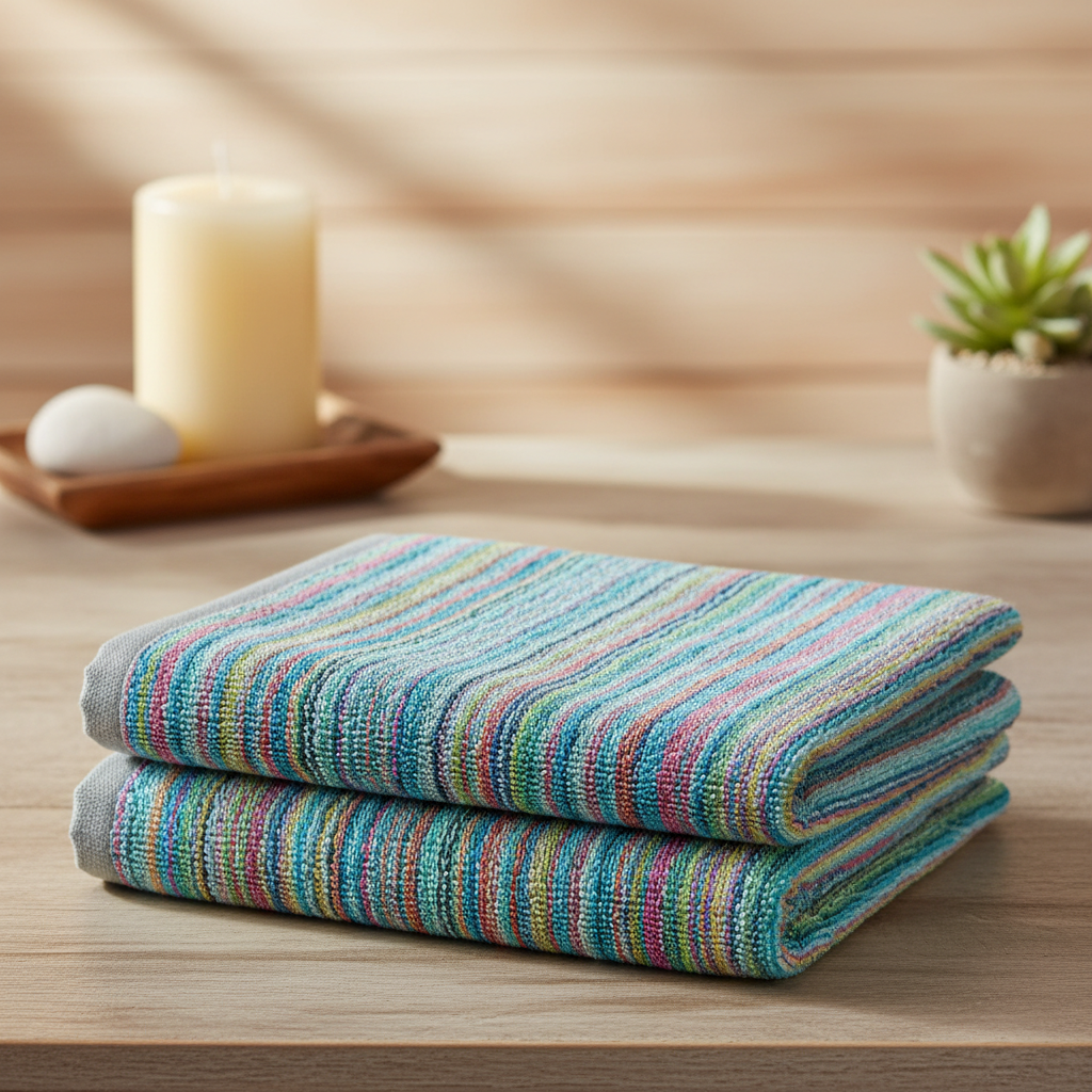 Multicolored Striped Full Size Bath Towel for Unisex | Vibrant Colorful