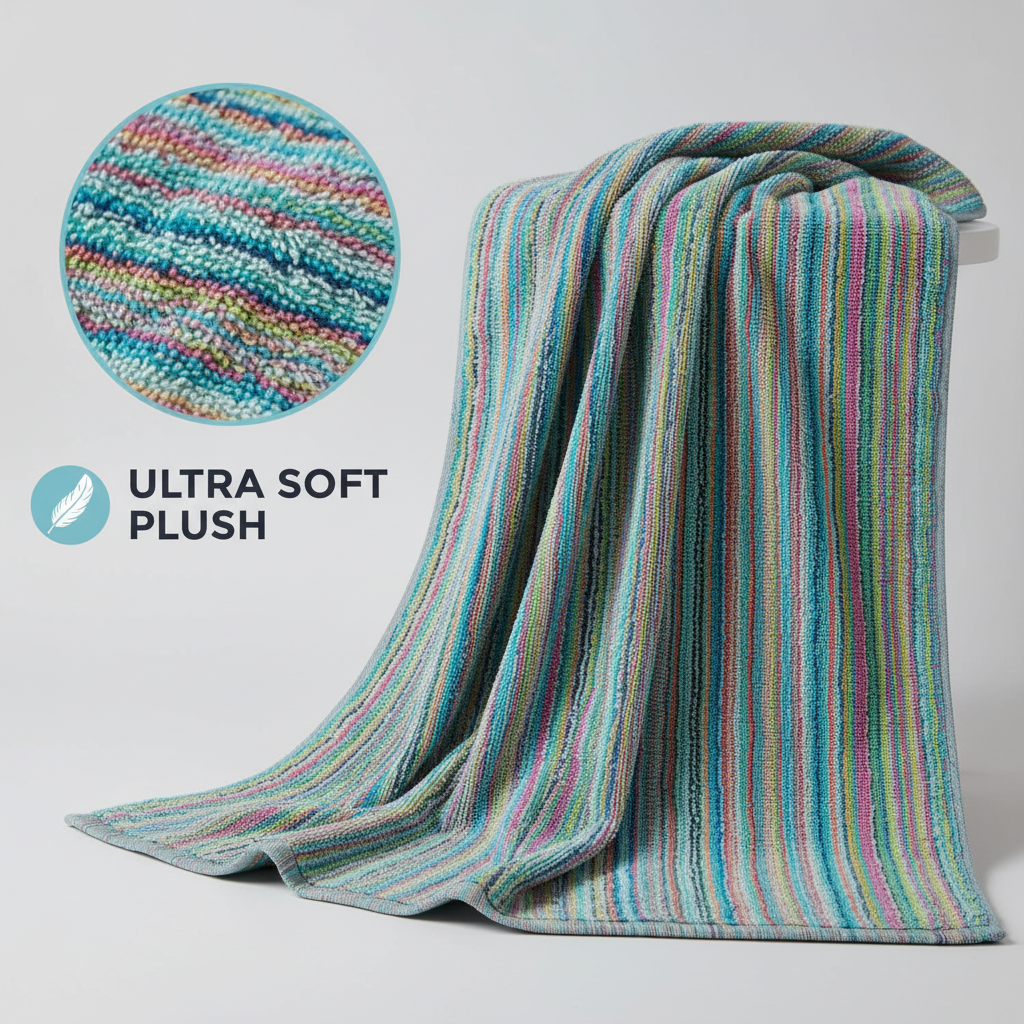 Multicolored Striped Full Size Bath Towel for Unisex | Vibrant Colorful