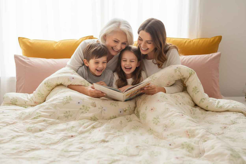 White Botanical Double Bed Comforter | Floral Summer Quilted Bedding