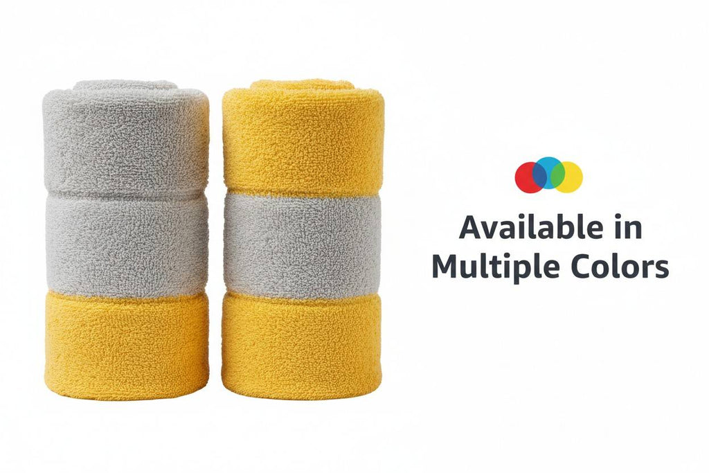 Microfiber Hand Towel | Grey & Yellow | Ultra Soft, Super Absorbent (Set of 3 Pcs)