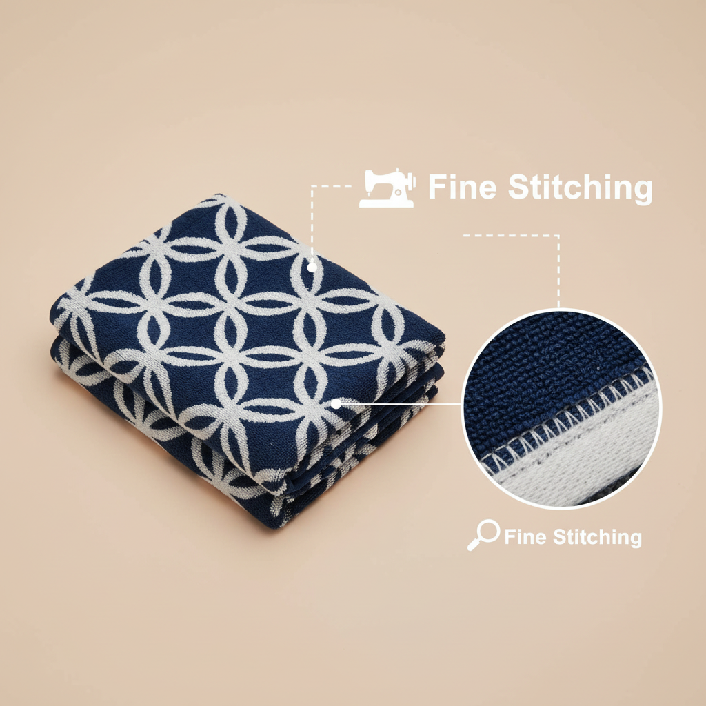 Navy Blue Geometric Full Size Bath Towel for Unisex | Premium Designer