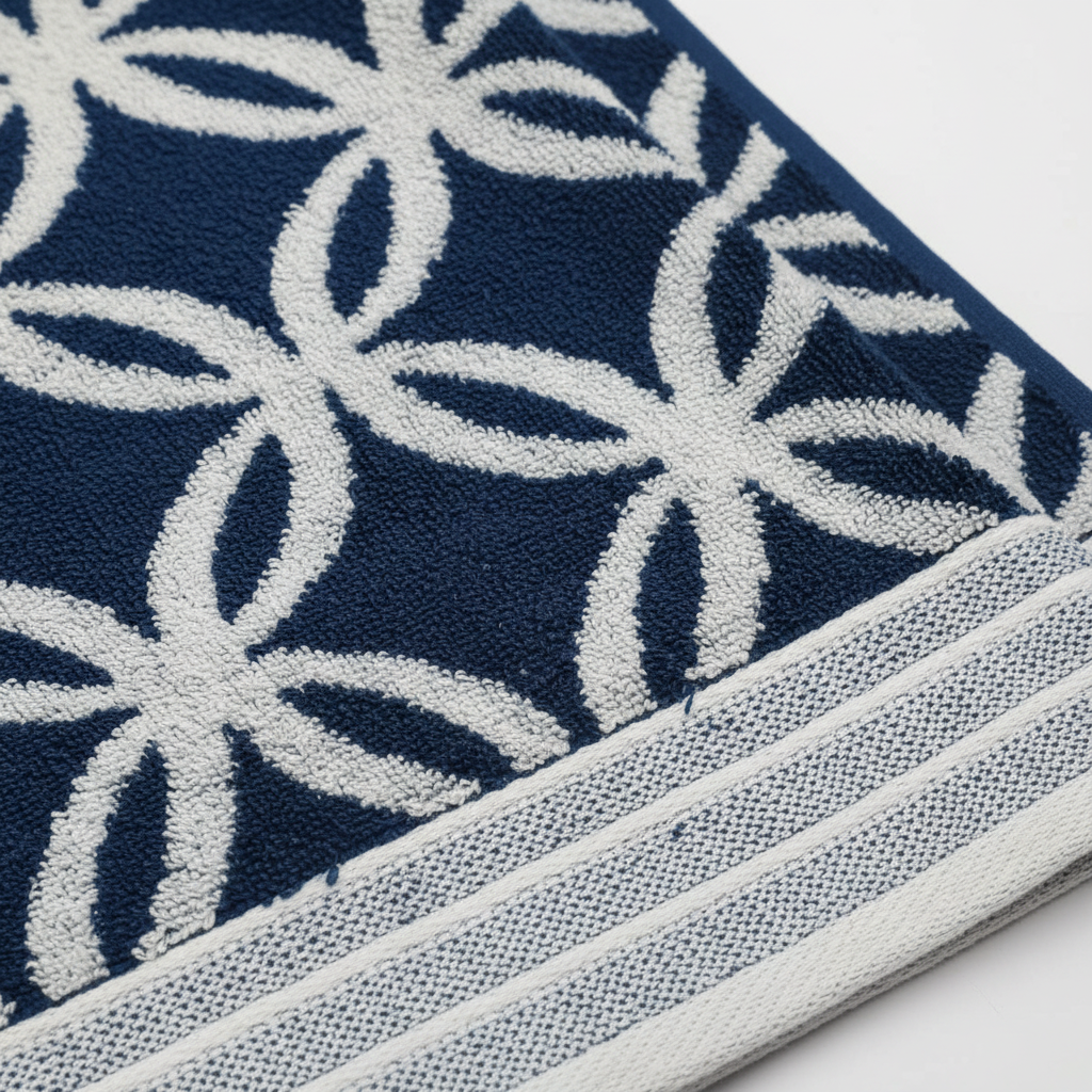 Navy Blue Geometric Full Size Bath Towel for Unisex | Premium Designer