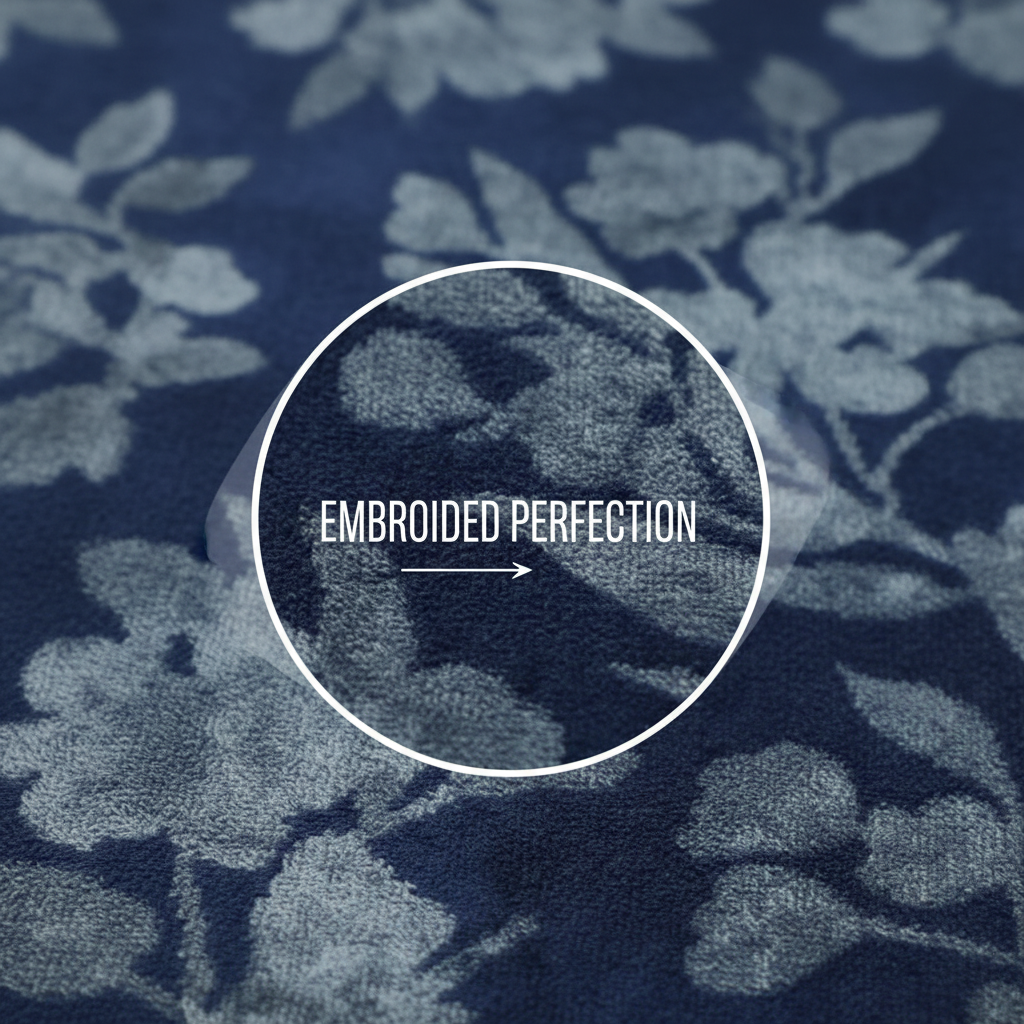 Navy Blue Embroidered Full Size Bath Towel for Unisex | Premium Floral Design