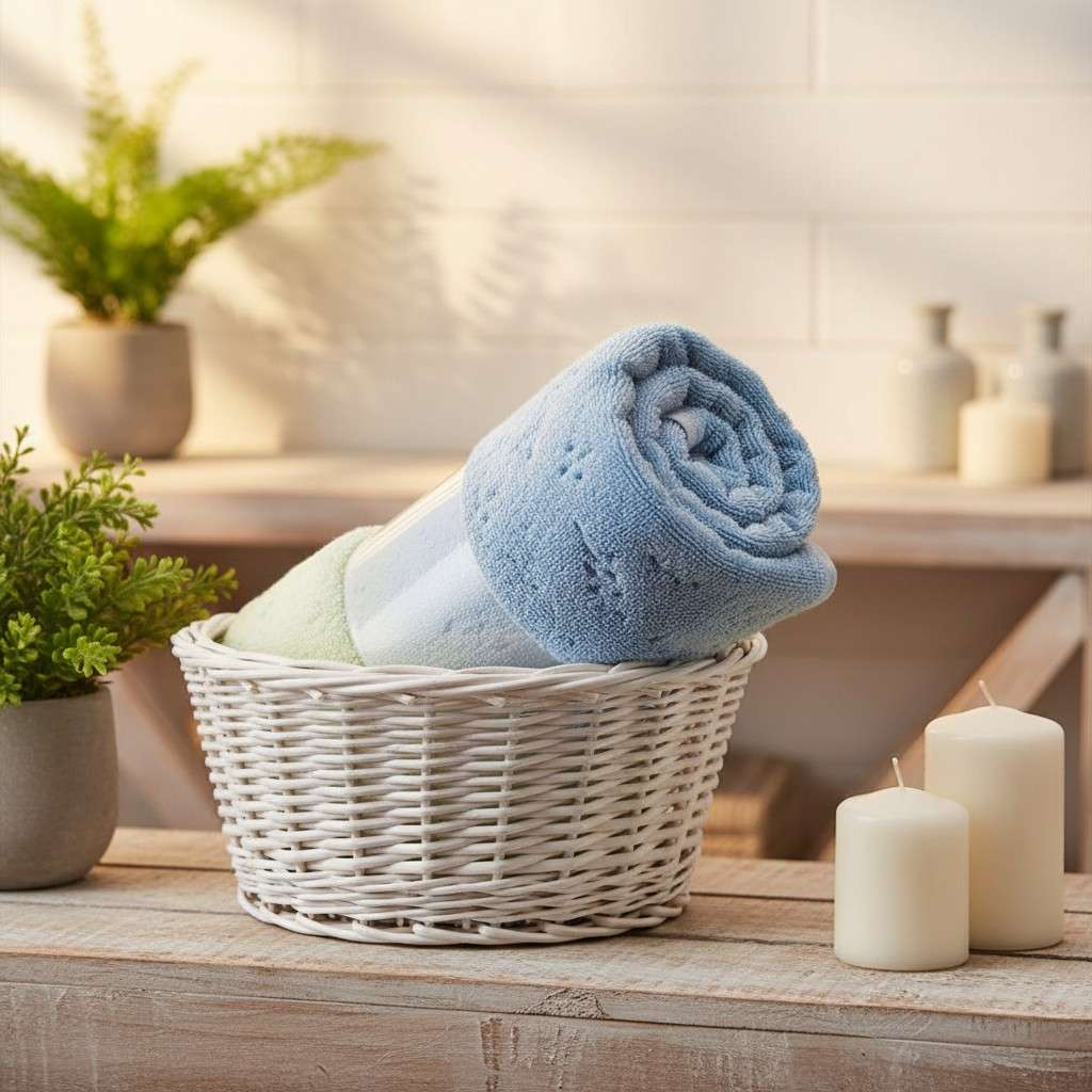 Bath Towel Microfiber | Sky Blue & Cream Ombre | Ultra Soft, Super Absorbent & Quick Dry | Unisex