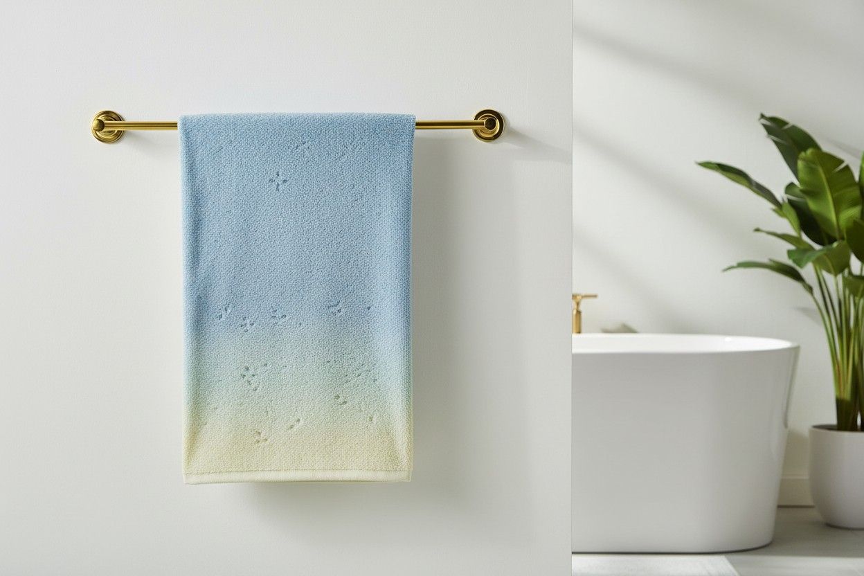 Bath Towel Microfiber | Sky Blue & Cream Ombre | Ultra Soft, Super Absorbent & Quick Dry | Unisex