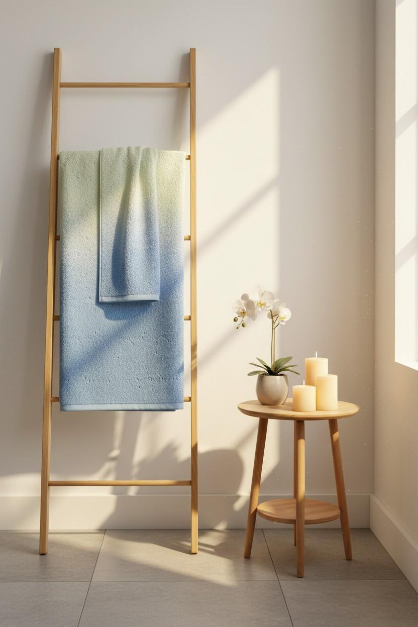 Bath Towel Microfiber | Sky Blue & Cream Ombre | Ultra Soft, Super Absorbent & Quick Dry | Unisex