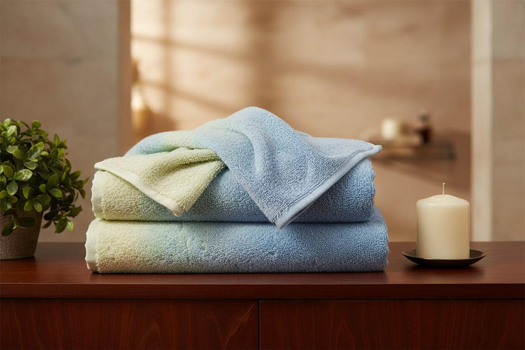 Bath Towel Microfiber | Sky Blue & Cream Ombre | Ultra Soft, Super Absorbent & Quick Dry | Unisex