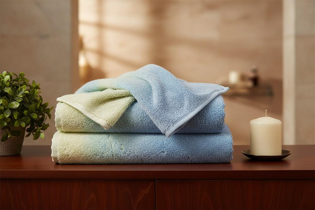 Bath Towel Microfiber | Sky Blue & Cream Ombre | Ultra Soft, Super Absorbent & Quick Dry | Unisex