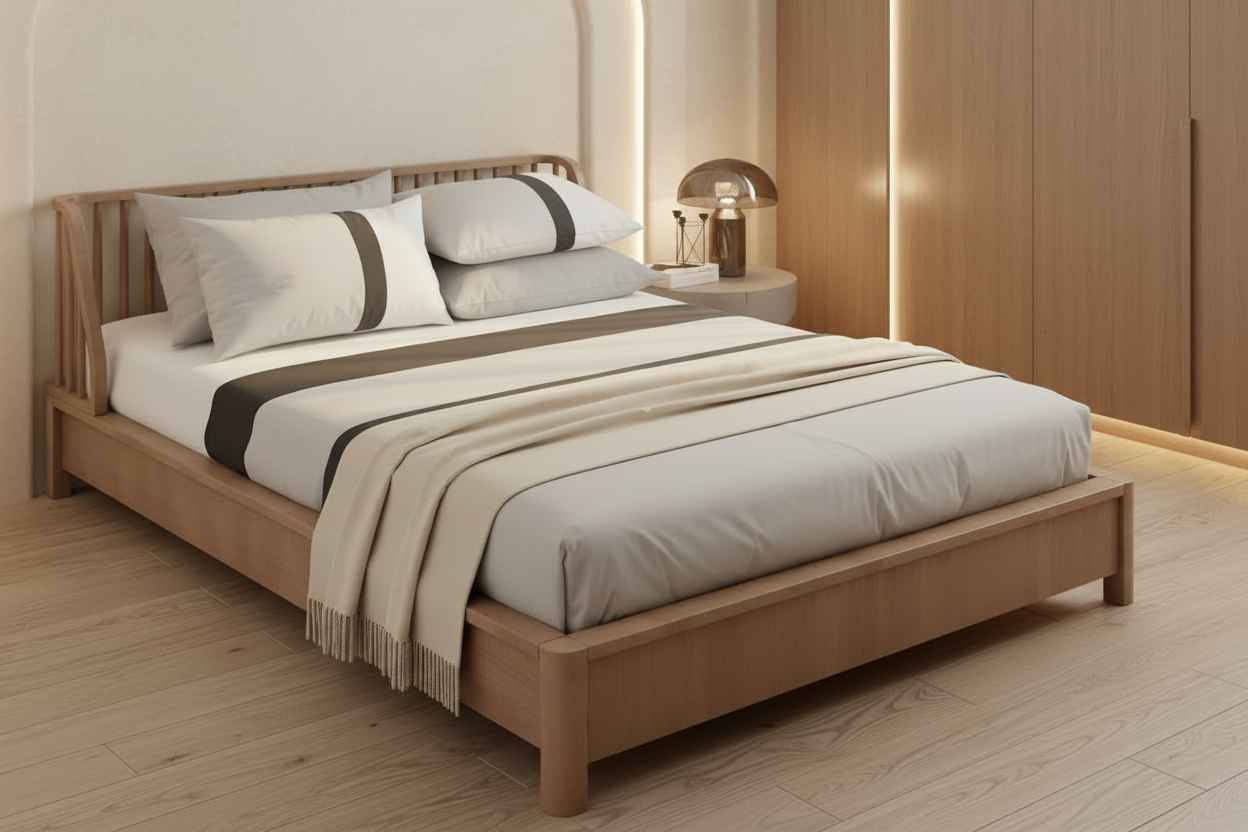 Luxe Stripe Bedsheet Set – White & Charcoal