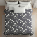 Charcoal Magnolia Floral Bedsheet Set — Dark Grey & White