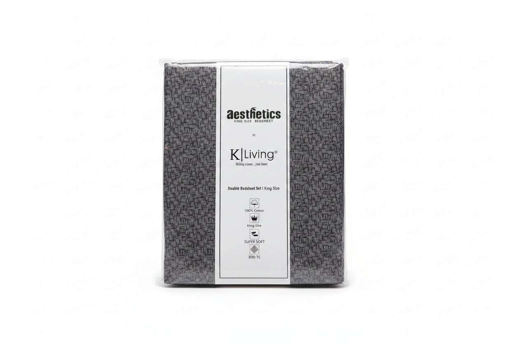Aesthetics King Size Bed Sheet | 100% Imported Pure Cotton | 200TC | Super Soft | Charcoal Grey