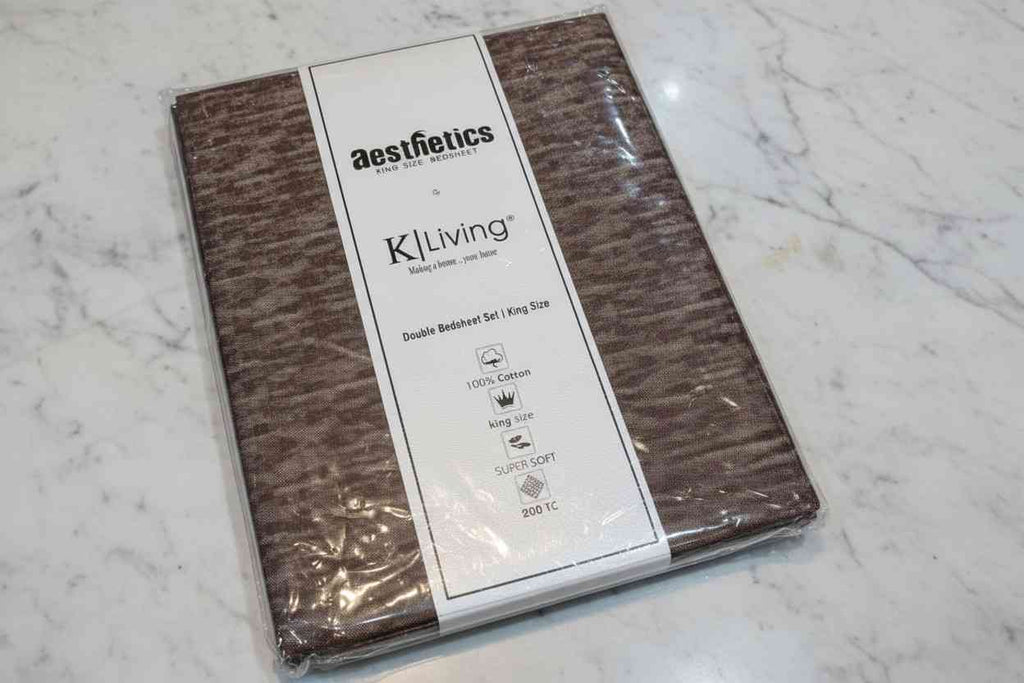 Aesthetics King Size Bed Sheet | 100% Imported Pure Cotton | 200TC | Super Soft | Dark Brown Mocha