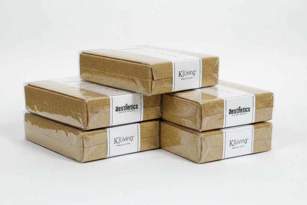 Aesthetics King Size Bed Sheet | 100% Imported Pure Cotton | 200TC | Super Soft | Golden Wheat