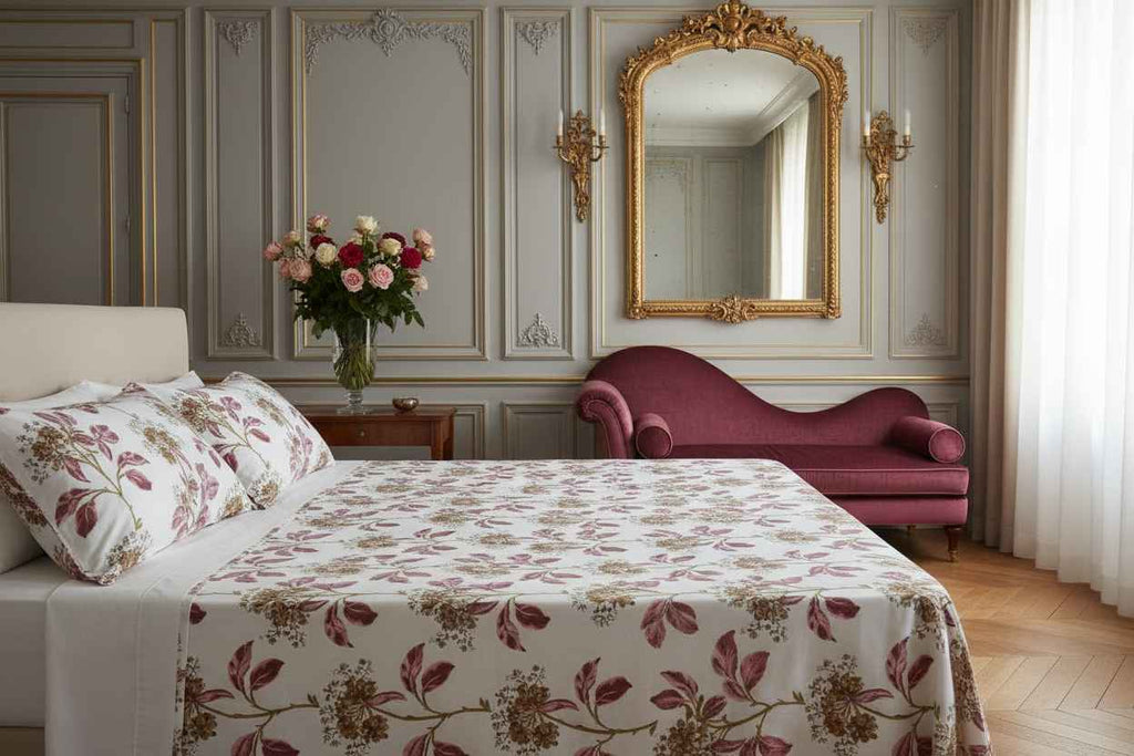 Tulip & Wildflower Botanical Bedsheet Set — White & Magenta
