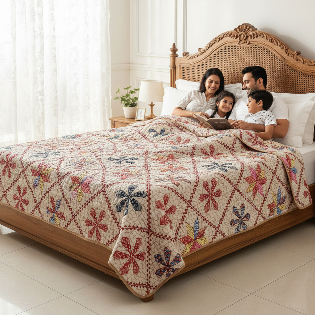 Summer Comforter  Colorful Patchwork Star Double Bed | Quilted Bedding