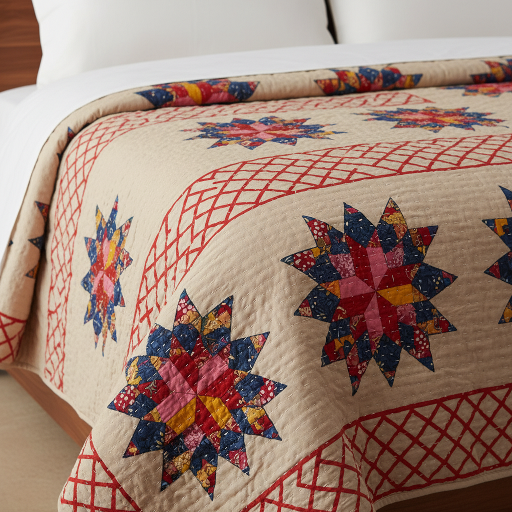 Summer Comforter  Colorful Patchwork Star Double Bed | Quilted Bedding
