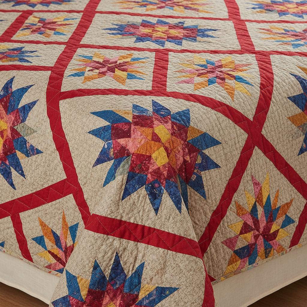 Summer Comforter  Colorful Patchwork Star Double Bed | Quilted Bedding