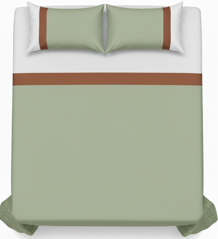 Olive Luxe Bedsheet Set – Sage Green & Mocha Brown Stripe