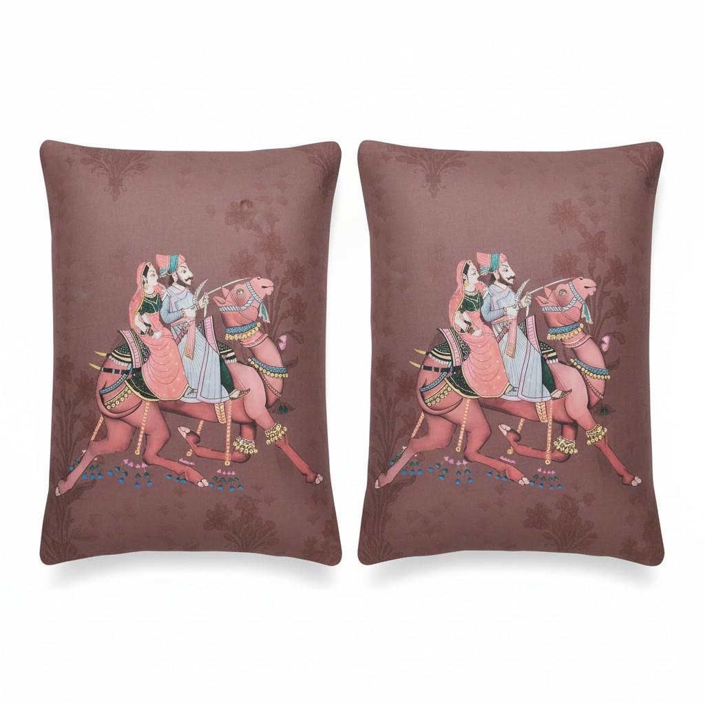 Rajasthani Royal Couple Bedsheet King Size 7D Digital Print with 2 Pillow Covers - 108x108 inch